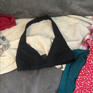 Elegant Black Halter Swim Top